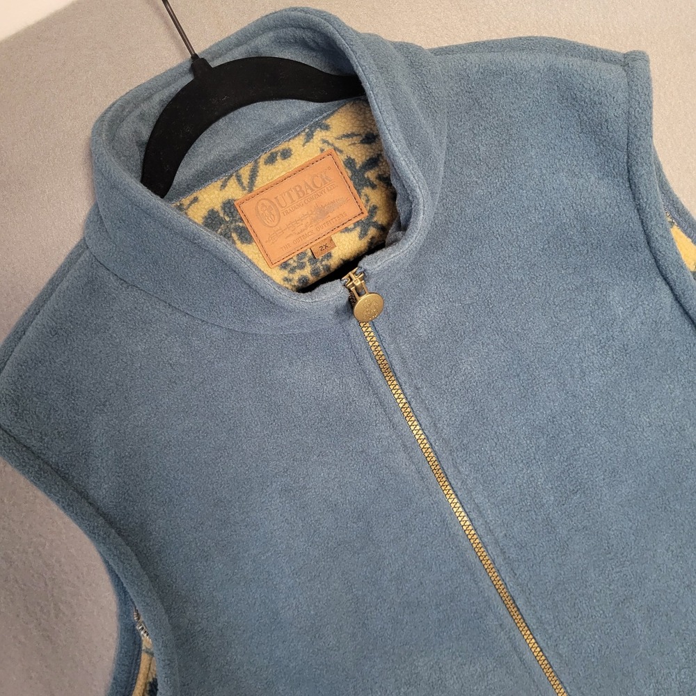 NWT Outback Trading Co Alpine Vest Navy Blue Fleece Mock Neck Full Zip 2XL